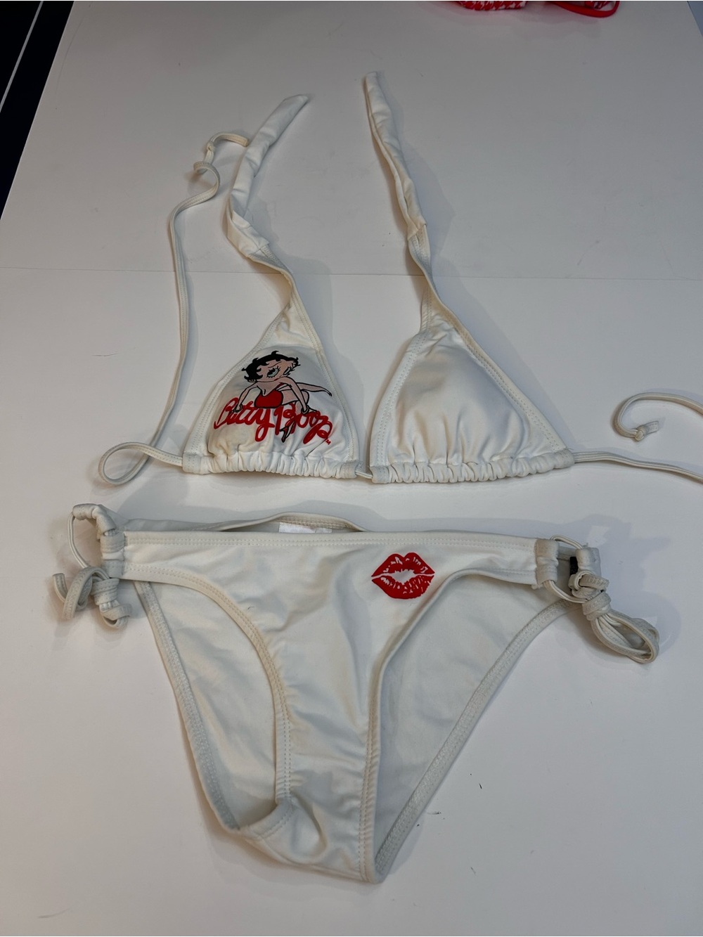 Calhoun Betty Boop White Triangle Bikini